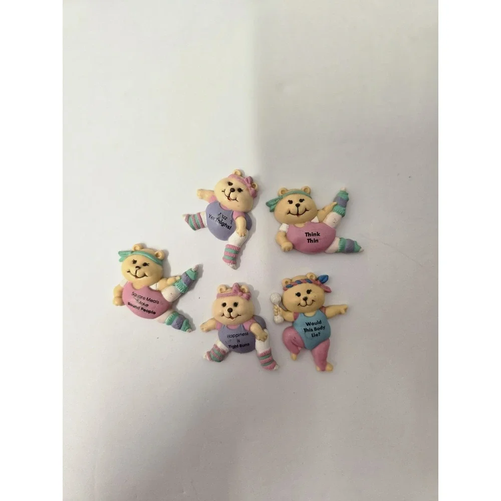 Vintage Russ Berrie Teddy Bear Exercising Magnets